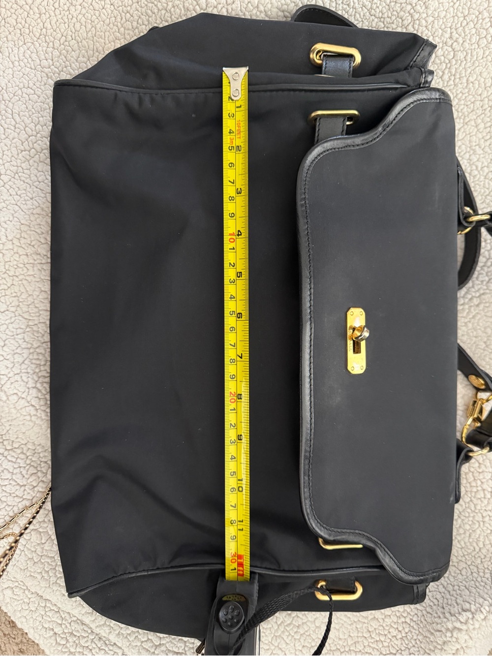 Moschino Black Nylon Satchel with Gold Hardware and Logo Strap - Picture 12 of 14